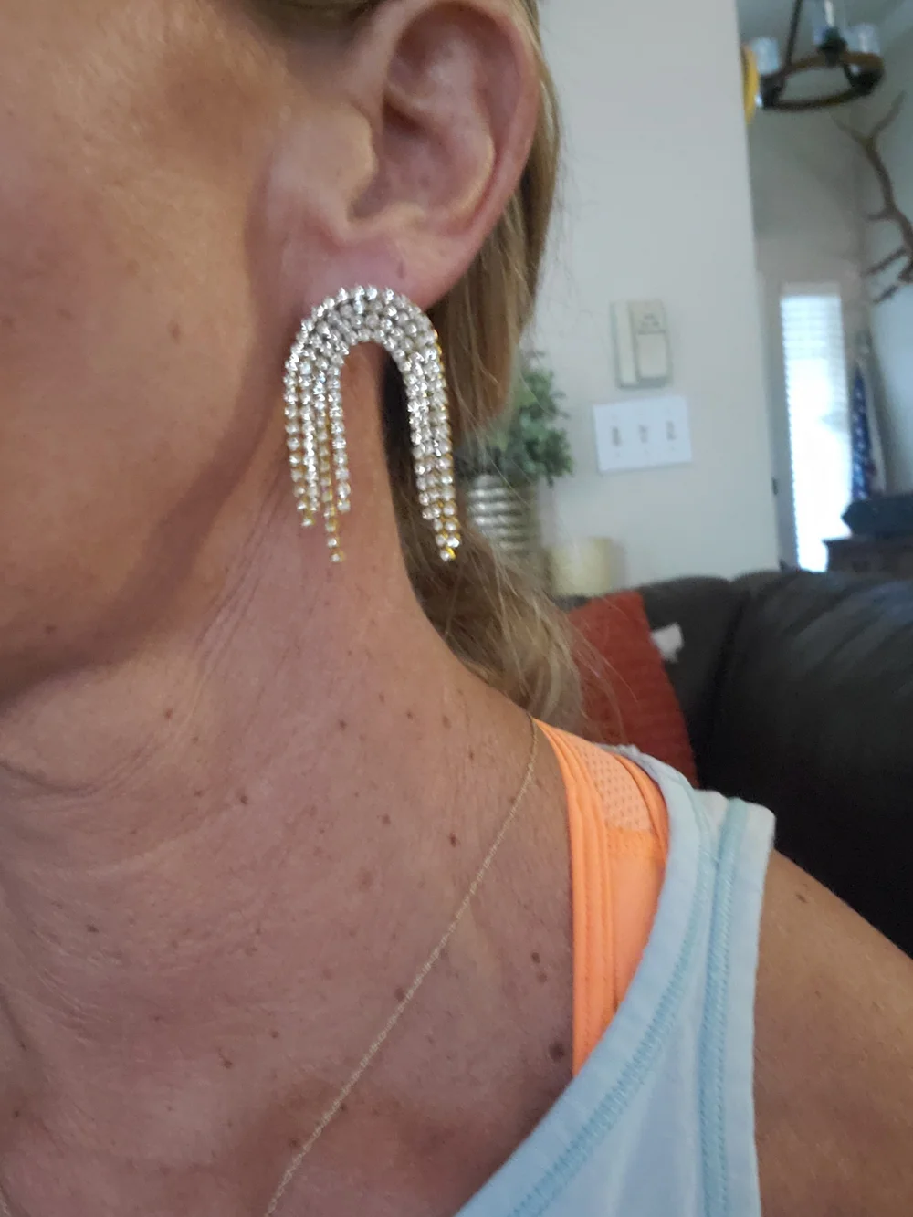 Beaded Fringe U-Shape Drop Earrings - Pink, Gold, Black, Multicolor